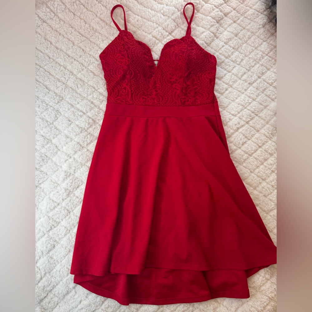 Almost Famous Red Lace Dress